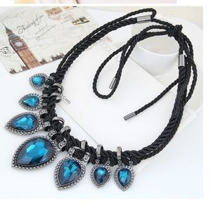 Baroque Water Drop Gemstone Braided Necklace